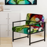 Purple And Blue Blossoming Flower - Traditional Accent Slipper Chair