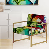Purple And Blue Blossoming Flower - Traditional Accent Slipper Chair
