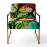 Purple And Blue Blossoming Flower - Traditional Accent Slipper Chair