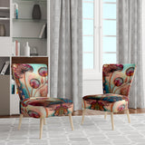 Magenta Retro Flowers - Upholstered Traditional Accent Chairs