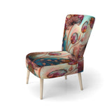 Magenta Retro Flowers - Upholstered Traditional Accent Chairs