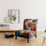 Magenta Retro Flowers - Upholstered Traditional Accent Chairs
