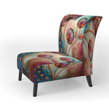 Magenta Retro Flowers - Upholstered Traditional Accent Chairs