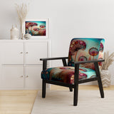 Magenta Retro Flowers - Upholstered Traditional Accent Chairs