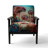 Magenta Retro Flowers - Upholstered Traditional Accent Chairs