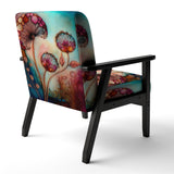 Magenta Retro Flowers - Upholstered Traditional Accent Chairs