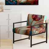 Magenta Retro Flowers - Upholstered Traditional Accent Chairs