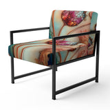 Magenta Retro Flowers - Upholstered Traditional Accent Chairs