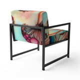 Magenta Retro Flowers - Upholstered Traditional Accent Chairs