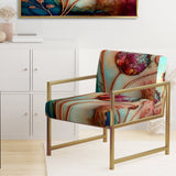 Magenta Retro Flowers - Upholstered Traditional Accent Chairs