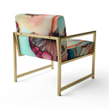 Magenta Retro Flowers - Upholstered Traditional Accent Chairs