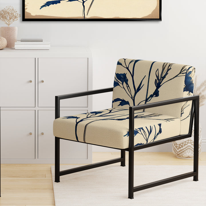 Indigo Flower Blossoming III - Cottage Accent Chair