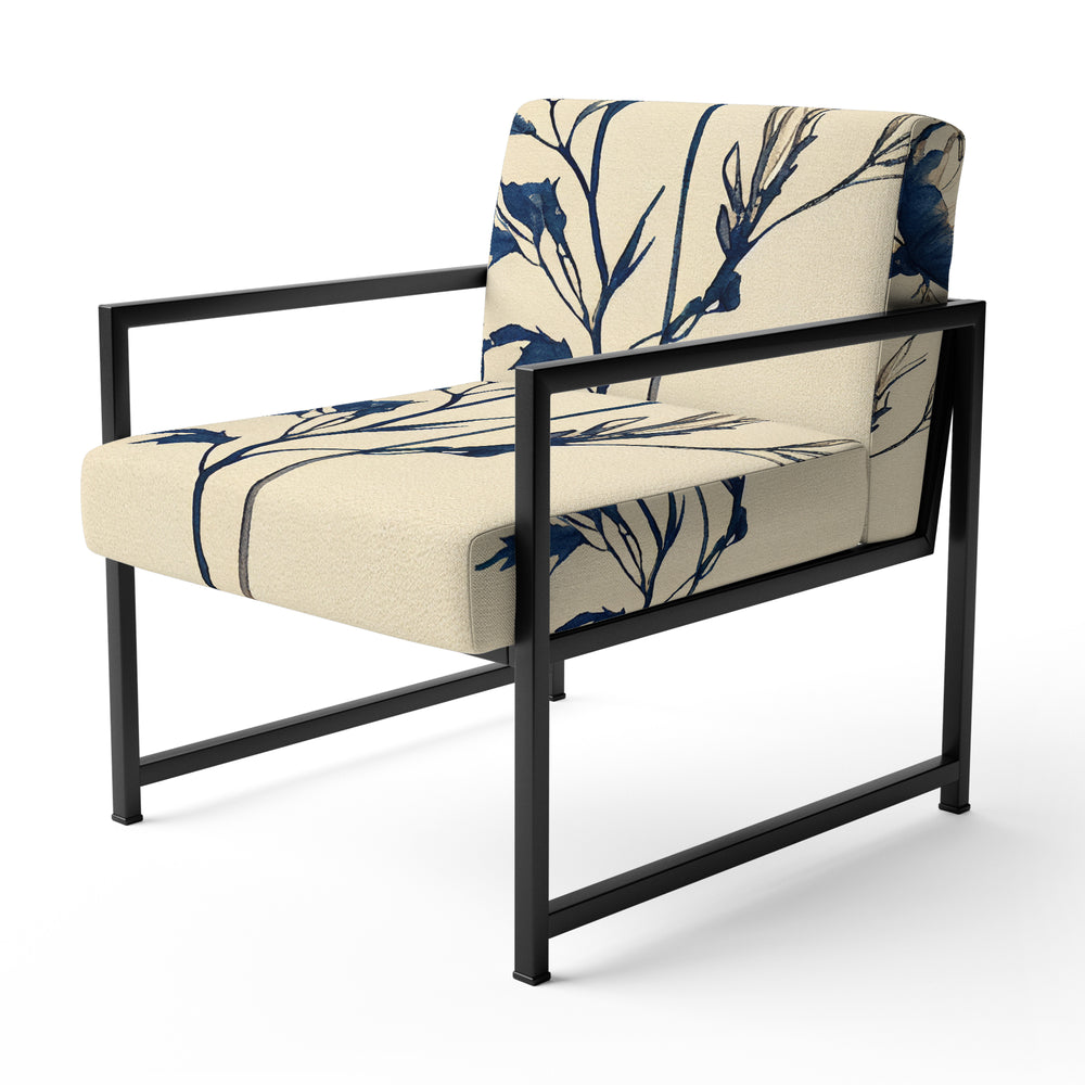 Indigo Flower Blossoming III - Cottage Accent Chair