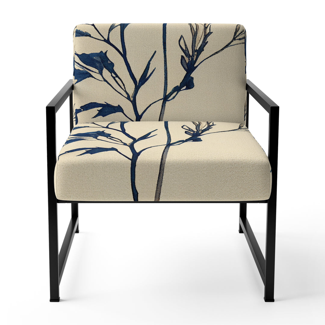 Indigo Flower Blossoming III - Cottage Accent Chair