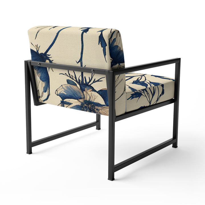 Indigo Flower Blossoming III - Cottage Accent Chair