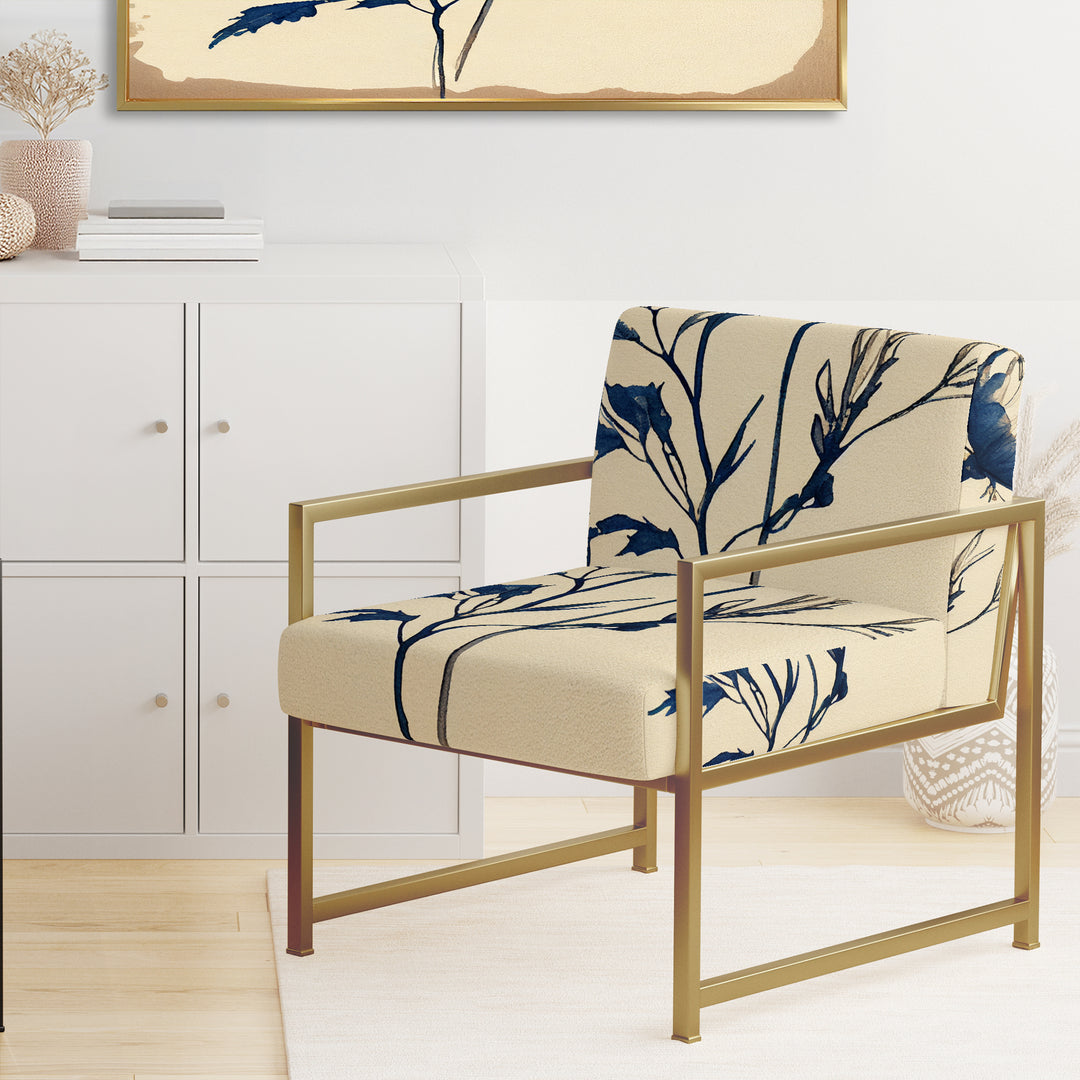 Indigo Flower Blossoming III - Cottage Accent Chair