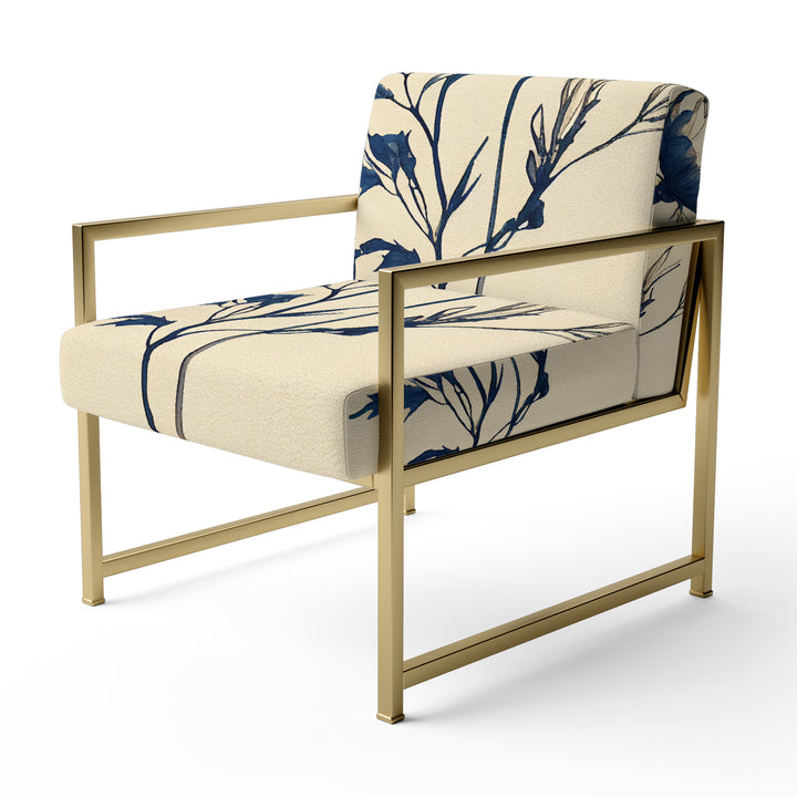 Indigo Flower Blossoming III - Cottage Accent Chair