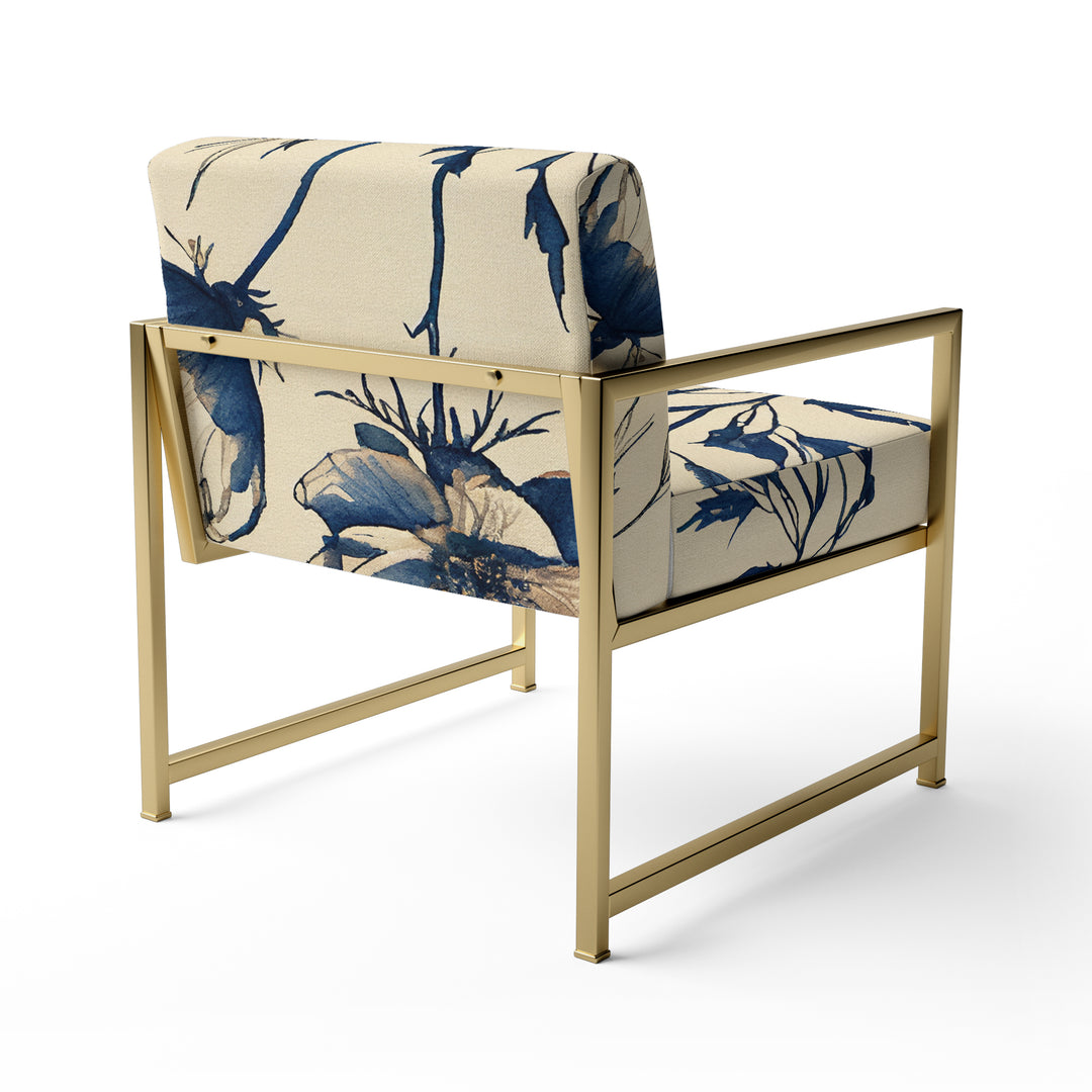 Indigo Flower Blossoming III - Cottage Accent Chair