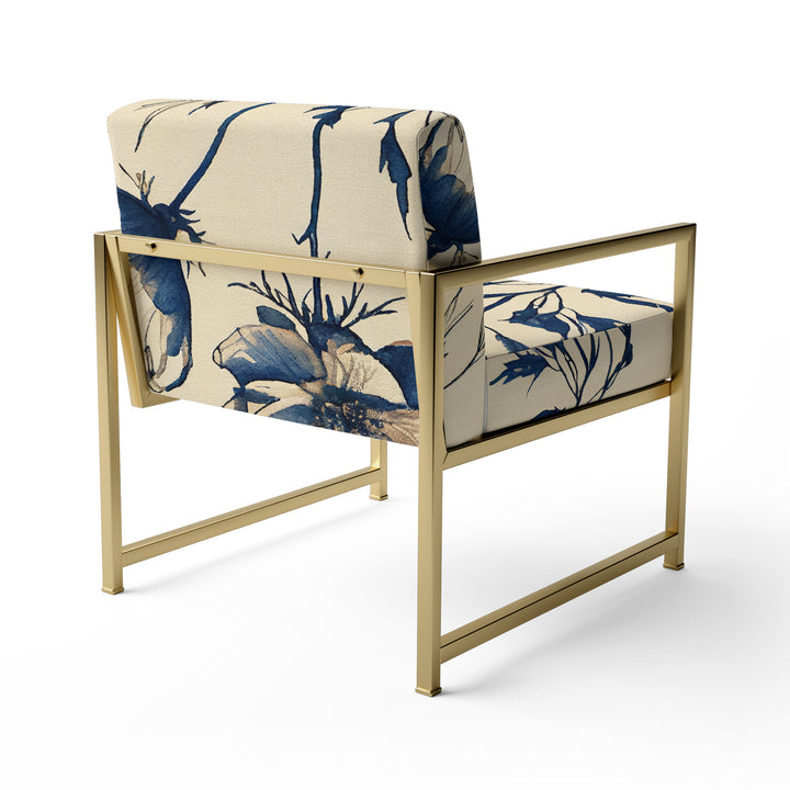 Indigo Flower Blossoming III - Cottage Accent Chair