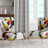 Abstract Portrait In Yellow Red And Blue - Modern Accent Side Chair