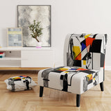 Abstract Portrait In Yellow Red And Blue - Modern Accent Side Chair