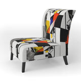 Abstract Portrait In Yellow Red And Blue - Modern Accent Side Chair