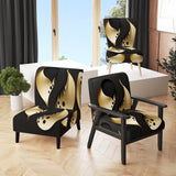 Golden Droplets On Black - Upholstered Modern Accent Chairs