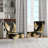 Golden Droplets On Black - Upholstered Modern Accent Chairs