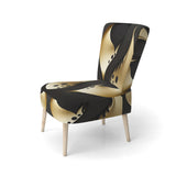 Golden Droplets On Black - Upholstered Modern Accent Chairs