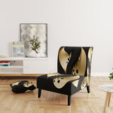 Golden Droplets On Black - Upholstered Modern Accent Chairs
