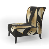 Golden Droplets On Black - Upholstered Modern Accent Chairs