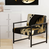 Golden Droplets On Black - Upholstered Modern Accent Chairs