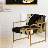 Golden Droplets On Black - Upholstered Modern Accent Chairs
