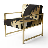 Golden Droplets On Black - Upholstered Modern Accent Chairs