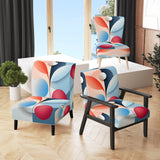 Abstract Botanical Minimalism Retro Blue And Red - Modern Arm Chair