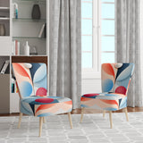 Abstract Botanical Minimalism Retro Blue And Red - Modern Arm Chair