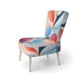 Abstract Botanical Minimalism Retro Blue And Red - Modern Arm Chair