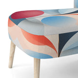 Abstract Botanical Minimalism Retro Blue And Red - Modern Arm Chair
