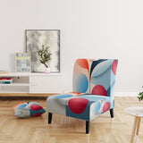 Abstract Botanical Minimalism Retro Blue And Red - Modern Arm Chair