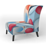 Abstract Botanical Minimalism Retro Blue And Red - Modern Arm Chair