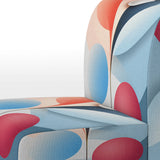 Abstract Botanical Minimalism Retro Blue And Red - Modern Arm Chair