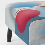 Abstract Botanical Minimalism Retro Blue And Red - Modern Arm Chair