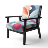 Abstract Botanical Minimalism Retro Blue And Red - Modern Arm Chair