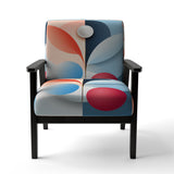 Abstract Botanical Minimalism Retro Blue And Red - Modern Arm Chair
