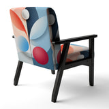 Abstract Botanical Minimalism Retro Blue And Red - Modern Arm Chair