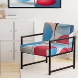 Abstract Botanical Minimalism Retro Blue And Red - Modern Arm Chair