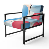 Abstract Botanical Minimalism Retro Blue And Red - Modern Arm Chair