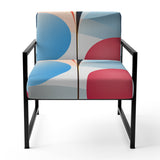 Abstract Botanical Minimalism Retro Blue And Red - Modern Arm Chair
