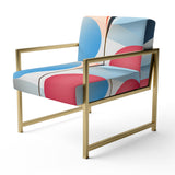 Abstract Botanical Minimalism Retro Blue And Red - Modern Arm Chair