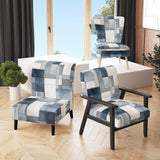 Cubist Dreams Watercolor In Faded Retro Navy Blue - Modern Accent Slipper Chair